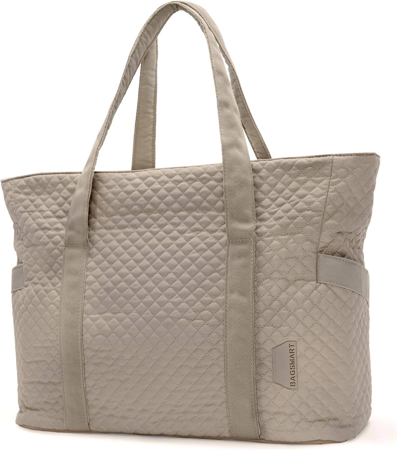 BAGSMART Crush Tote Bag for Women, 20L Puffer Work Tote with Zipper, Travel Essentials Quilted Nurse Hospital Bag