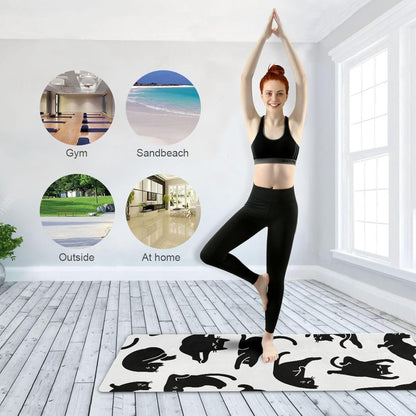 Cute Chubby Frog Yoga Mat, 71 x 26 Inch Non-slip Yoga Mats Folding Travel Exercise Mat Indoor Outdoor Gym Pilates with Storage Bag for Women Men