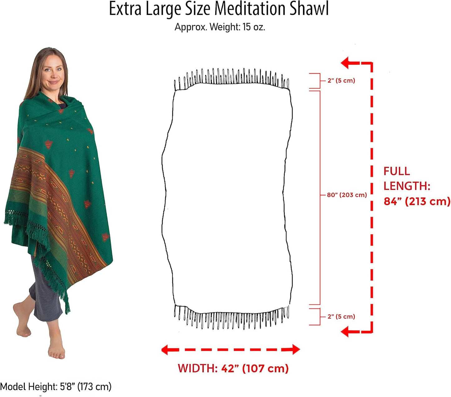 Exotic Vegan Meditation Shawl - Large Unisex Prayer Wrap, Oversize Scarf & Versatile Indian Style Blanket