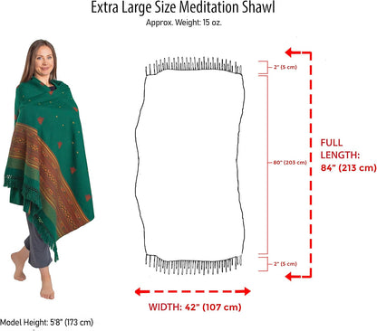 Exotic Vegan Meditation Shawl - Large Unisex Prayer Wrap, Oversize Scarf & Versatile Indian Style Blanket
