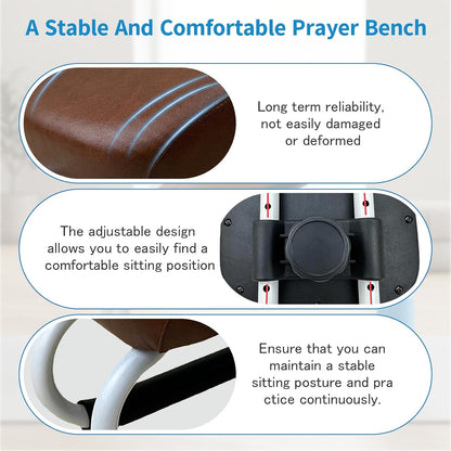 Menolana Kneeling Meditation Stool, Prayer Bench Adjustable Height, Portable Meditation Bench, for Studio Yoga Praying Prayer, Black