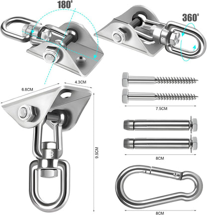 Hammock Hanging Kit,Hanging Chair Hardware 360°Rotating 1000 lb Capacity Hammock Hooks Heavy Duty,Hammock Chair Hanging Kit & Swing Ceiling Hook Snap for Hammock Chair Stand,Seat, Tree,Yoga,Gym(Black)