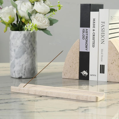 Koville Marble Incense Holder, Incense Holder for Sticks, Incense Sticks Holder Ash Catcher for Meditation Yoga SPA, Natural Stone Incense Burner, Home Table Decor (Green)