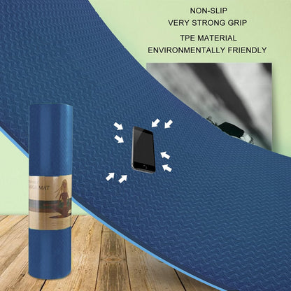 Yoga Mat 1/3" (8mm) Thick Non-Slip, Women Men Fitness & Exercise Mat, 72"Lx24"W Eco-Friendly TPE Workout Mat with Carrying Strap for Yoga, Pilates, Home Gym, Floor Exercises