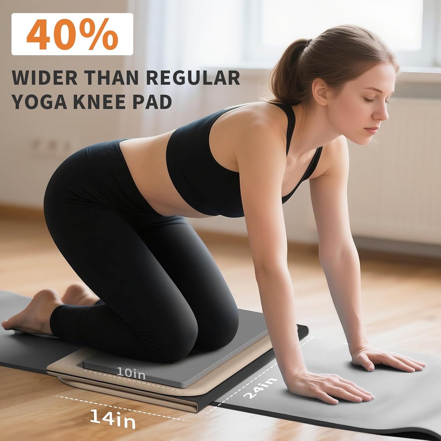 Foldable Exercise Pad for Gym or Home Use, (1.2" x 14"x 24"）Extra Thick and Wide Multi-Functional Knee Pad Cushion & Push Up Mat for Man Woman Kids, Non-Toxic POE Kids Yoga Mat, Lightweight Elbow Cushion for Yoga, Pilates