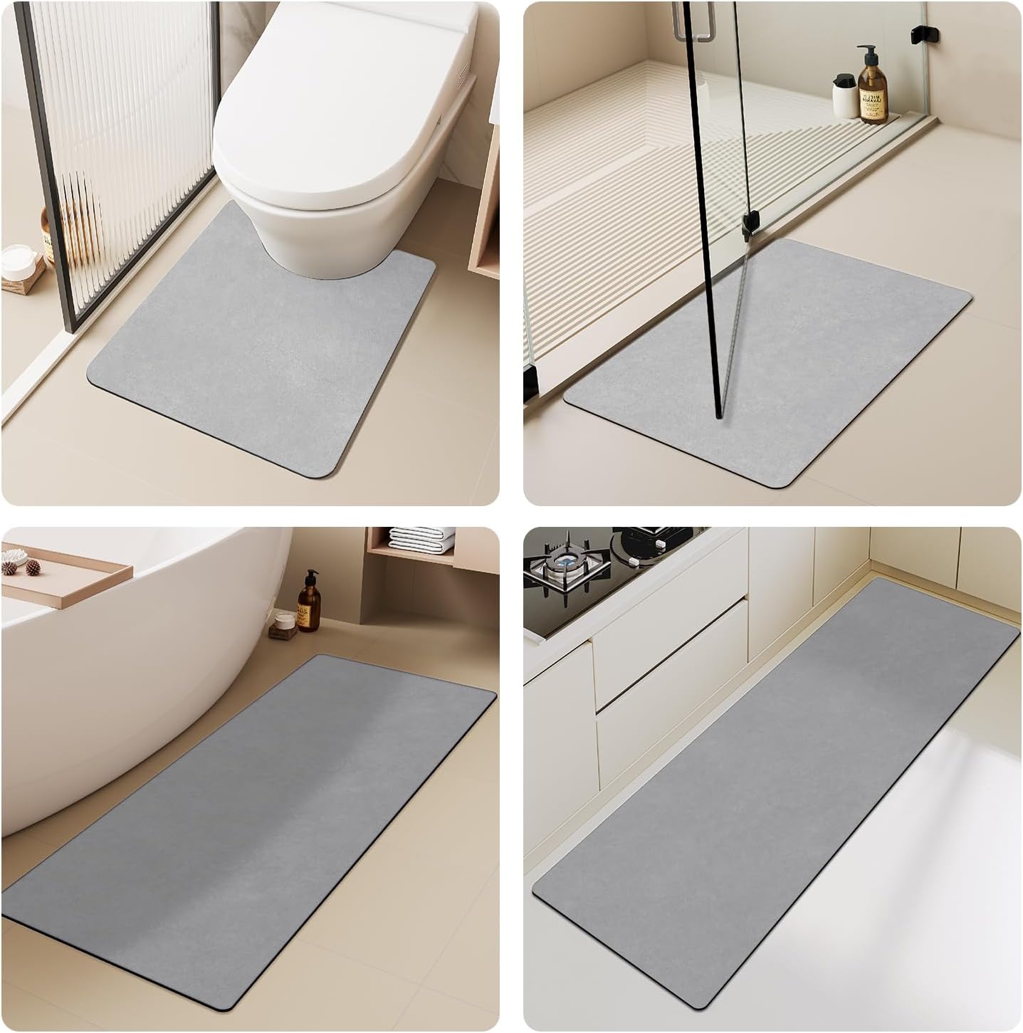 TYUU Bath Mat, Bathroom Rugs Non Slip Washable Thin Absorbent Quick Dry Bath Mat Fits Under Door Bathroom Floor Mat Perfect for Bath, Shower, or Sink 24"x36" Dark Grey
