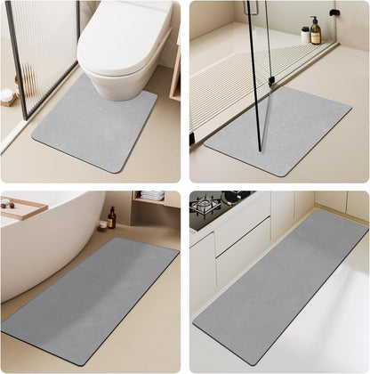 TYUU Bath Mat, Bathroom Rugs Non Slip Washable Thin Absorbent Quick Dry Bath Mat Fits Under Door Bathroom Floor Mat Perfect for Bath, Shower, or Sink 24"x36" Dark Grey