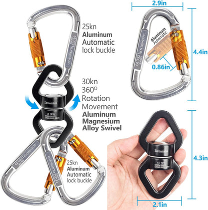 Aerial Silks Hardware Kit 30 KN Swing Swivel Aerial Yoga Hammock Rigging Aluminum Swivel Aerial Hoop Lyra Rotational Device Hanging Accessory