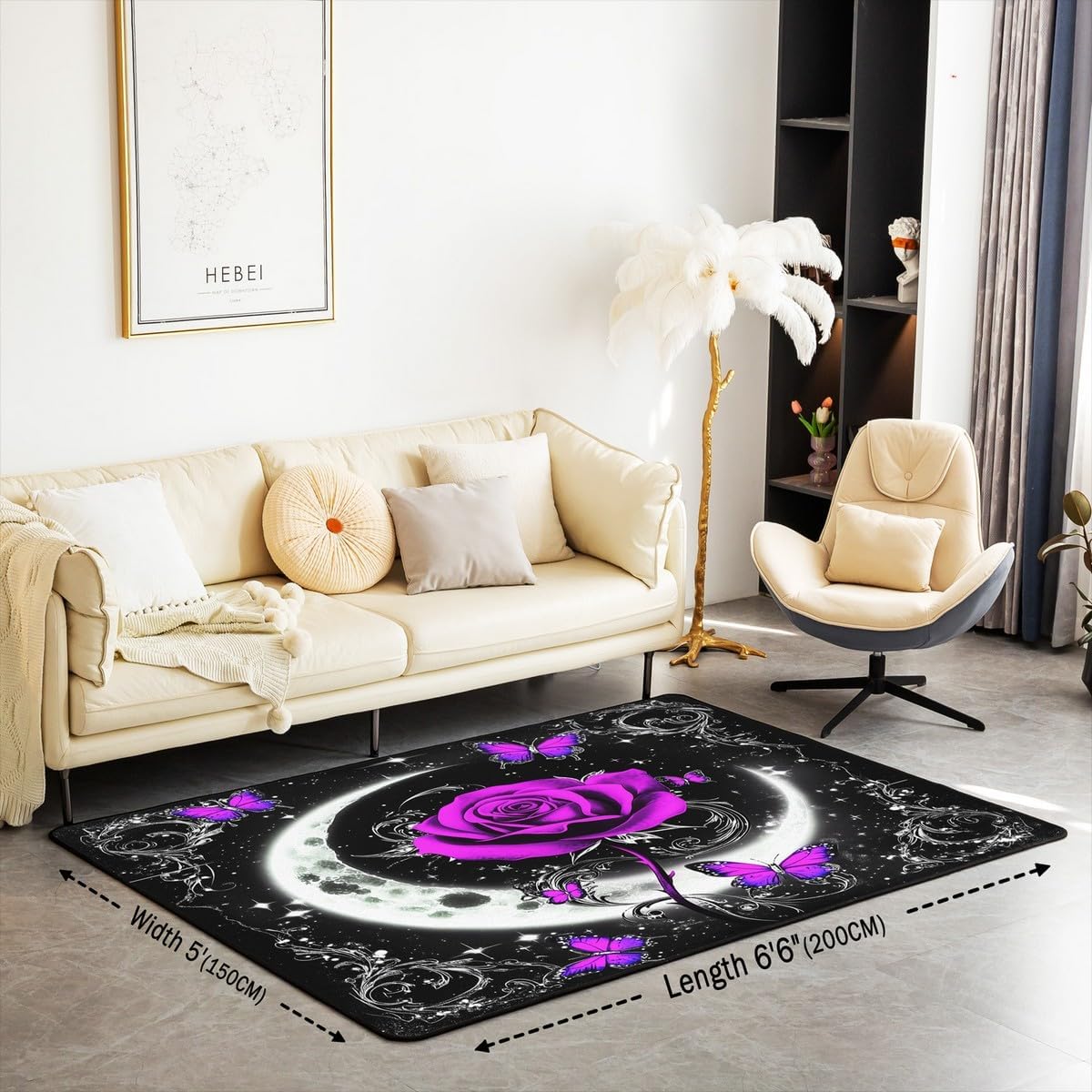 Feelyou Floral Rose Indoor Floor Mat Set,Romantic Blue Rose Rugs for Living Room Bedroom Area Rug 3x5,Boys Girls,Botanical Flower Rose Accent Rug Doormats Floor Mat for All Season