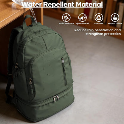 Gym Backpack for Women Men, Dance Backpacks With Shoe Compartment, Sports Back pack For Yoga Fitness Beach Hiking Sports(Green)