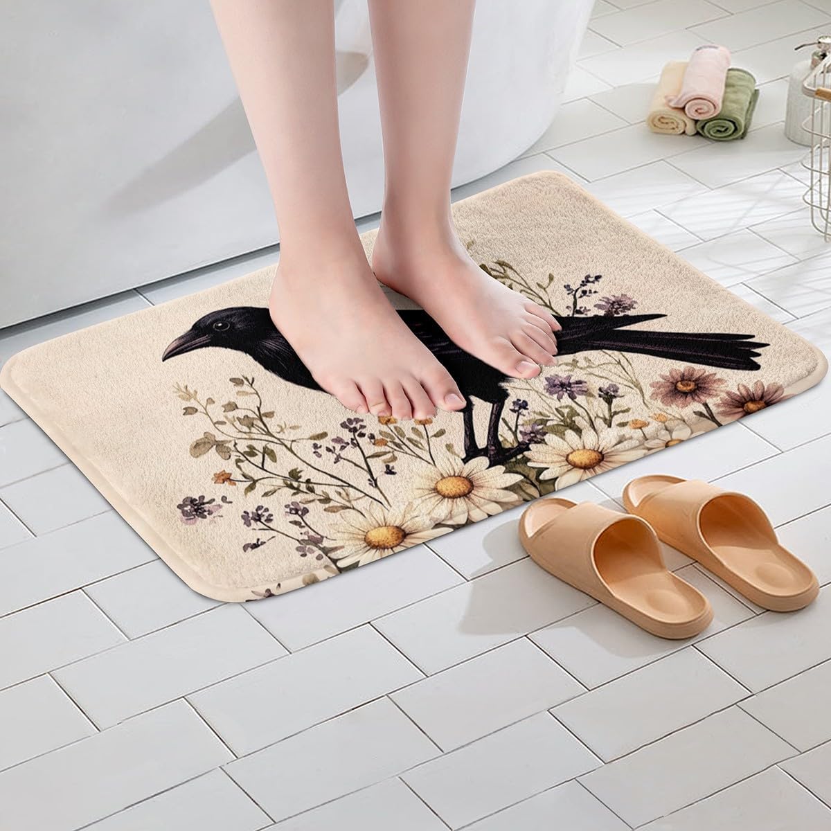 Erosebridal Yoga Bathroom Rugs Gradient Bath Mat,Meditation 20"X 32" Doormats Floor Mats for Kids Boys Girls Teens Lotus Art Non Slip Bath Rug