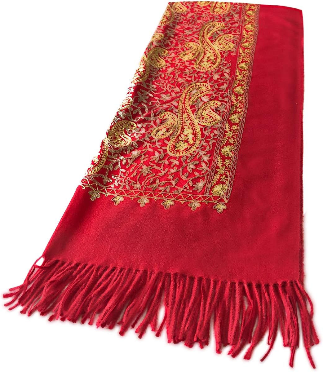 Urban CoCo Women's Embroidered Oversize Tassel Shawl Scarf Wraps for Women