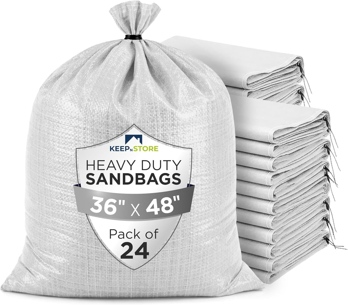 Heavy Duty Sand Bags Pack of 3, White Empty Sandbags with Built-In Ties, Woven Polypropylene UV Protection 1600 Hours, Fillable Sand Bags for Flood Control, Weight, 10x14 inches, 15 Pounds Volume