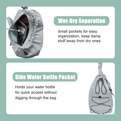 WOLT Gym Bag For Women, Yoga Mat Bag with Shoes Compartment, Wet Pocket and Water Bottle Pocket