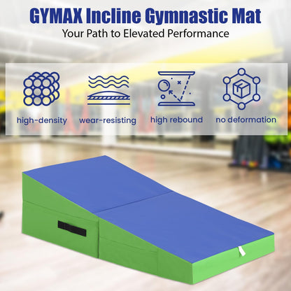 FDW Gymnastics Mat Incline Indoor/Outdoor Tumbling Mats yoga mat for Home Gym Folding Exercise Mat with Non-Slip Surface & Handles Cheese Wedge Mat