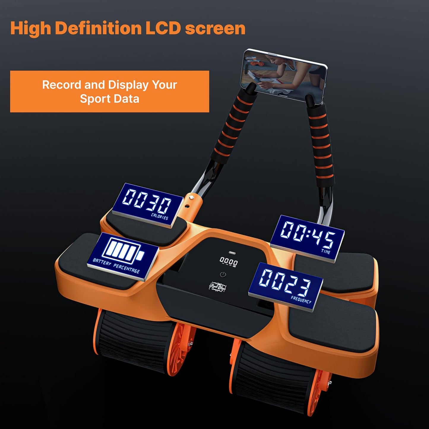 2026 New 4-Wheel Abdominal Roller with Elbow Support : Latest Upgraded High-Performance Exercise Machine With Automatic Rebound, Multi- layered Anti-Slip Design with Built-in Workout Tracker