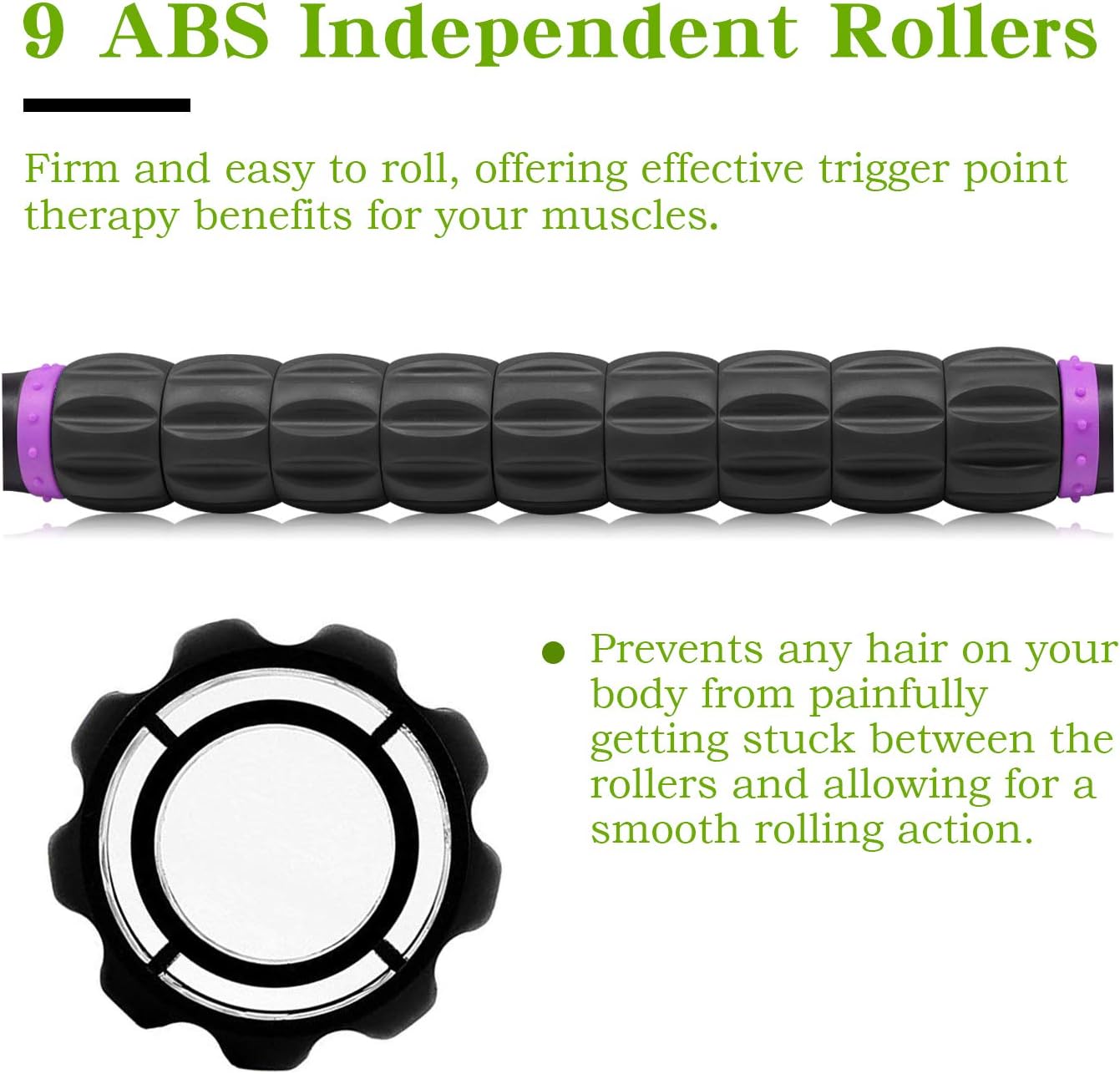 Muscle Roller Massage Roller Stick- Deep Tissue Fascia Blaster for Myofascial Pain Relief, Lymphatic Drainage & Body Sculpting, Handheld Physical Therapy & Recovery Tool (Gray black-18 inch)