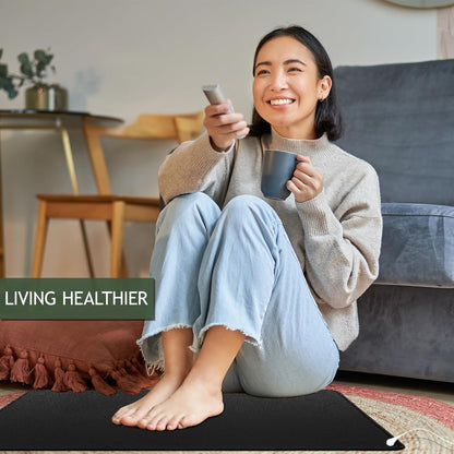 Grounding Mat,35.4x23.6 inches,Reconnect to The Earth EMF Recovery,for Foot Therapy, Universal Grounding Sleep Mat, Grounding Yoga Mat,Improve Energy,Sleep Assist and Helps with Anxiety Black