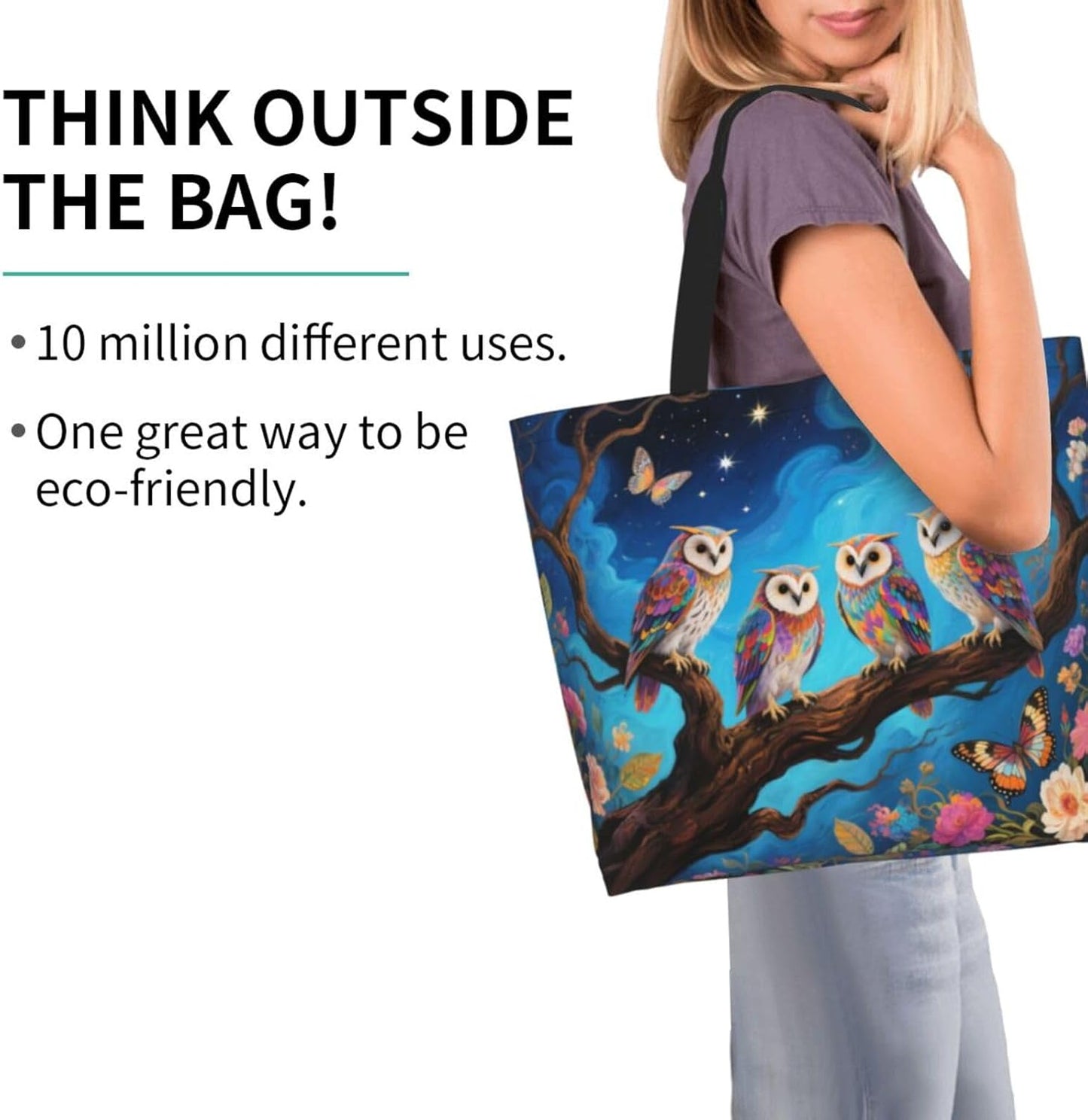 Tote Shoulder Bag Large Durable Reusable Eco-friendly Handbag Lightweight Stylish for Daily Use-19.7x15.7x5.9 Inch - Colors A