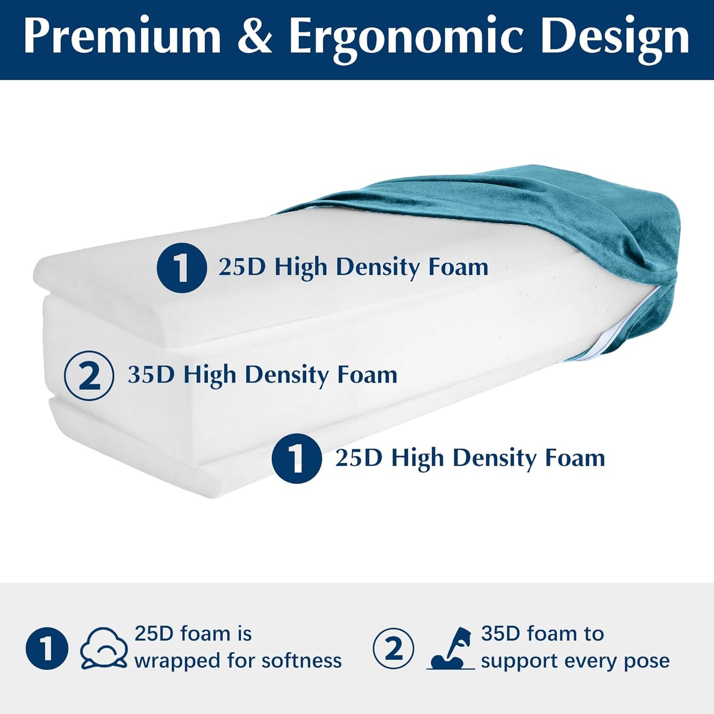2-Pack Yoga Bolster Pillow Set: Rectangular & Cylinder Pillows for Meditation and Support, Yoga Pillows with Washable Velvet Cover, Triple-Layer Sponge with Carry Handle, Purple