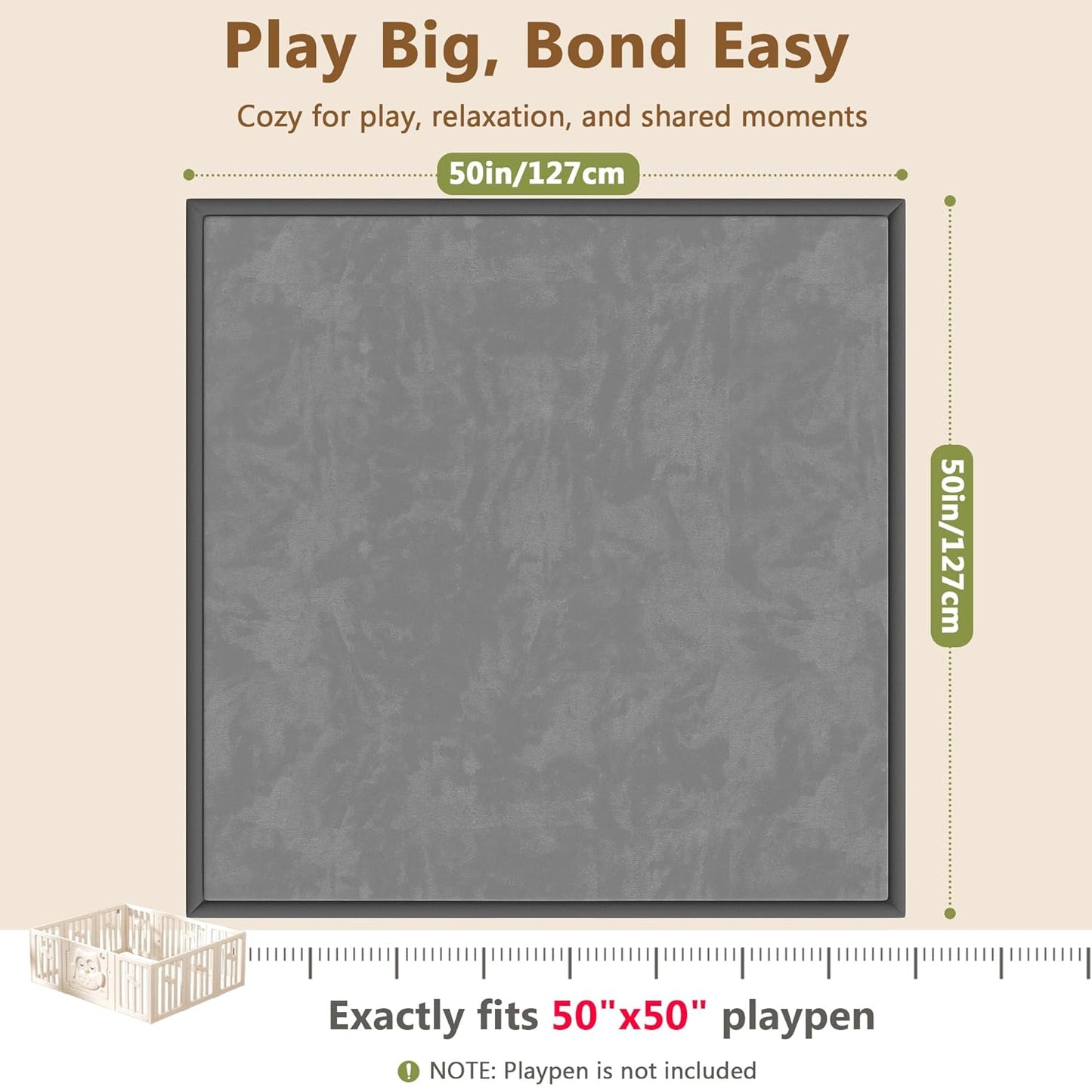 Baby Play Mat for Floor, 1.3'' Thick Memory Foam Tummy Time Mat - Super Soft Coral Velvet Nursery Rug with Non-Slip Backing, Crawling Rug for Toddlers/Infants, Yoga & Tatami Use, Oatmeal, 79''x 118''