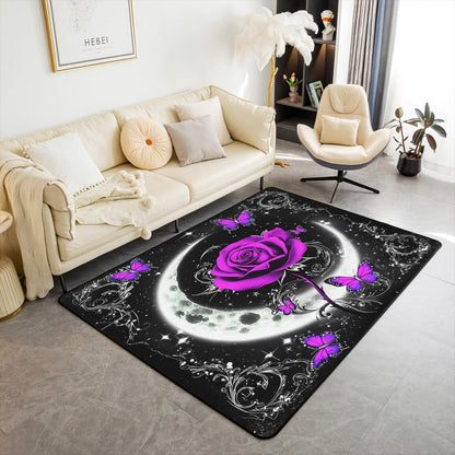 Feelyou Floral Rose Indoor Floor Mat Set,Romantic Blue Rose Rugs for Living Room Bedroom Area Rug 3x5,Boys Girls,Botanical Flower Rose Accent Rug Doormats Floor Mat for All Season