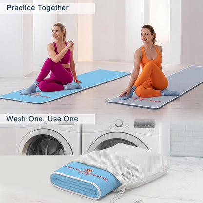 Upgraded Yoga Mat Towel with Bonus Grip Socks Elegant Embroidered Design, 1-Second Sweat Absorption & Non-Slip | Machine Washable Microfiber | Hot Yoga, Pilates | 73''*27.6'' | Orchid Purple
