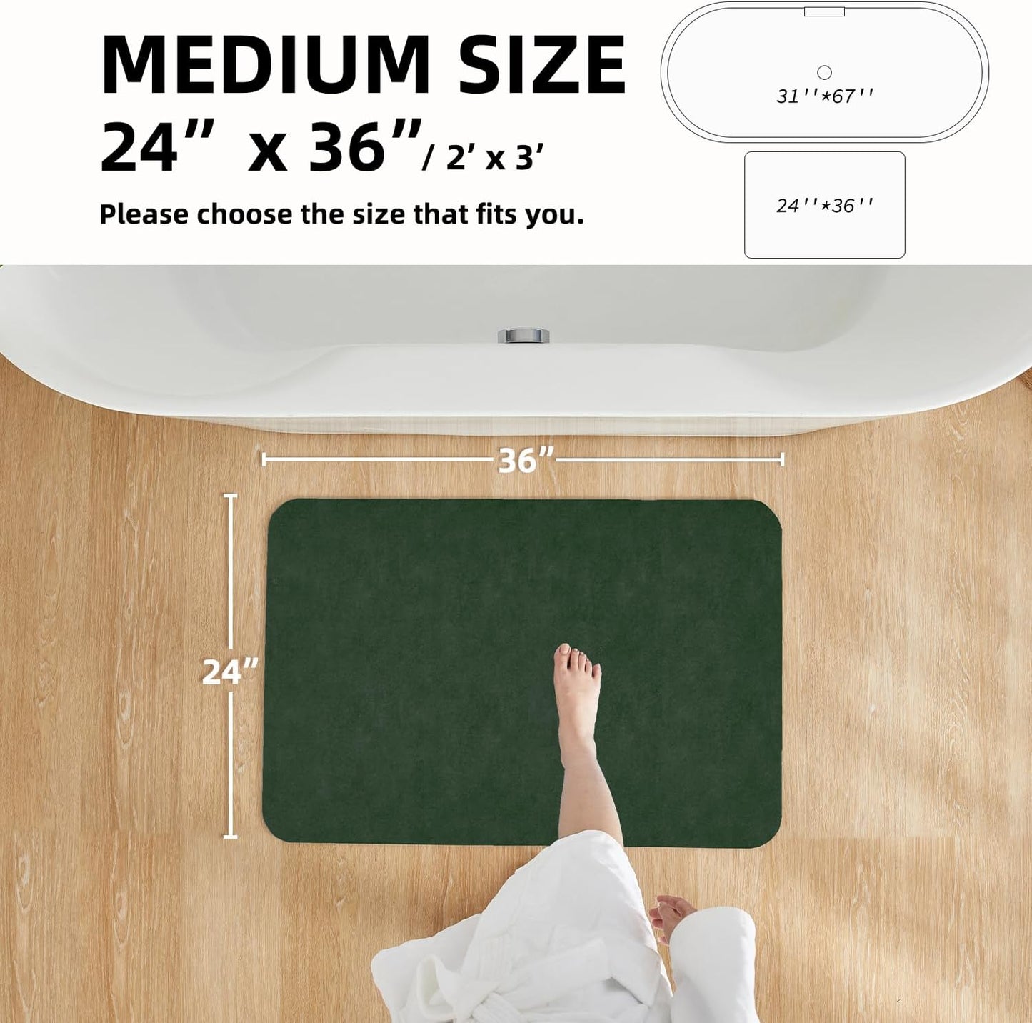 TYUU Bath Mat, Bathroom Rugs Non Slip Washable Thin Absorbent Quick Dry Bath Mat Fits Under Door Bathroom Floor Mat Perfect for Bath, Shower, or Sink 24"x36" Dark Grey