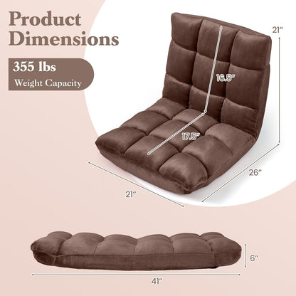 Giantex Folding Floor Chair with Back Support, 14 Adjustable Position, Padded Sleeper Bed, Couch Recliner, Gaming Floor Chairs for Adults, Meditation, Living Room (TAN)
