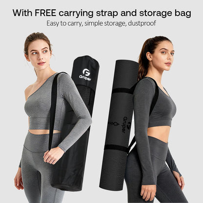 Gruper Yoga Mat Non Slip TPE Extra Wide Yoga Mat with Alignment Mark, 72"L x 32"W x 0.32"/0.24"Th (183cm x 80cm x 8mm/6mm), Anti-Tear Exercise Mat with Carrying Strap and Bag, Workout Mats for Yoga, Pilates
