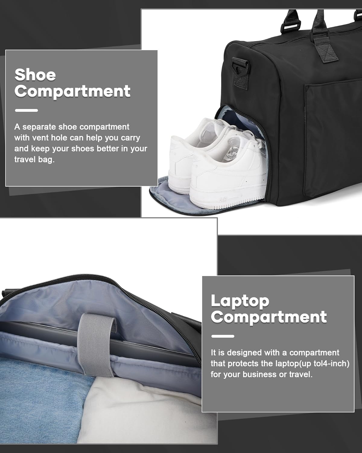 Gym Bag Womens Mens with Shoes Compartment and Wet Pocket Travel Duffel Bag for Women for Plane Sport Gym Tote Bags Swimming Yoga Waterproof Weekend Overnight Carry on Bag Hospital Holdalls - Colors B