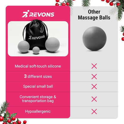 3 in 1 Massage Ball Set - Lacrosse Balls for Myofascial Release, Back Pain Relief, Face Fitness, Trigger Points, Yoga, Physical Therapy, Muscle Recovery and Soft Deep Tissue Massage (Turquoise)