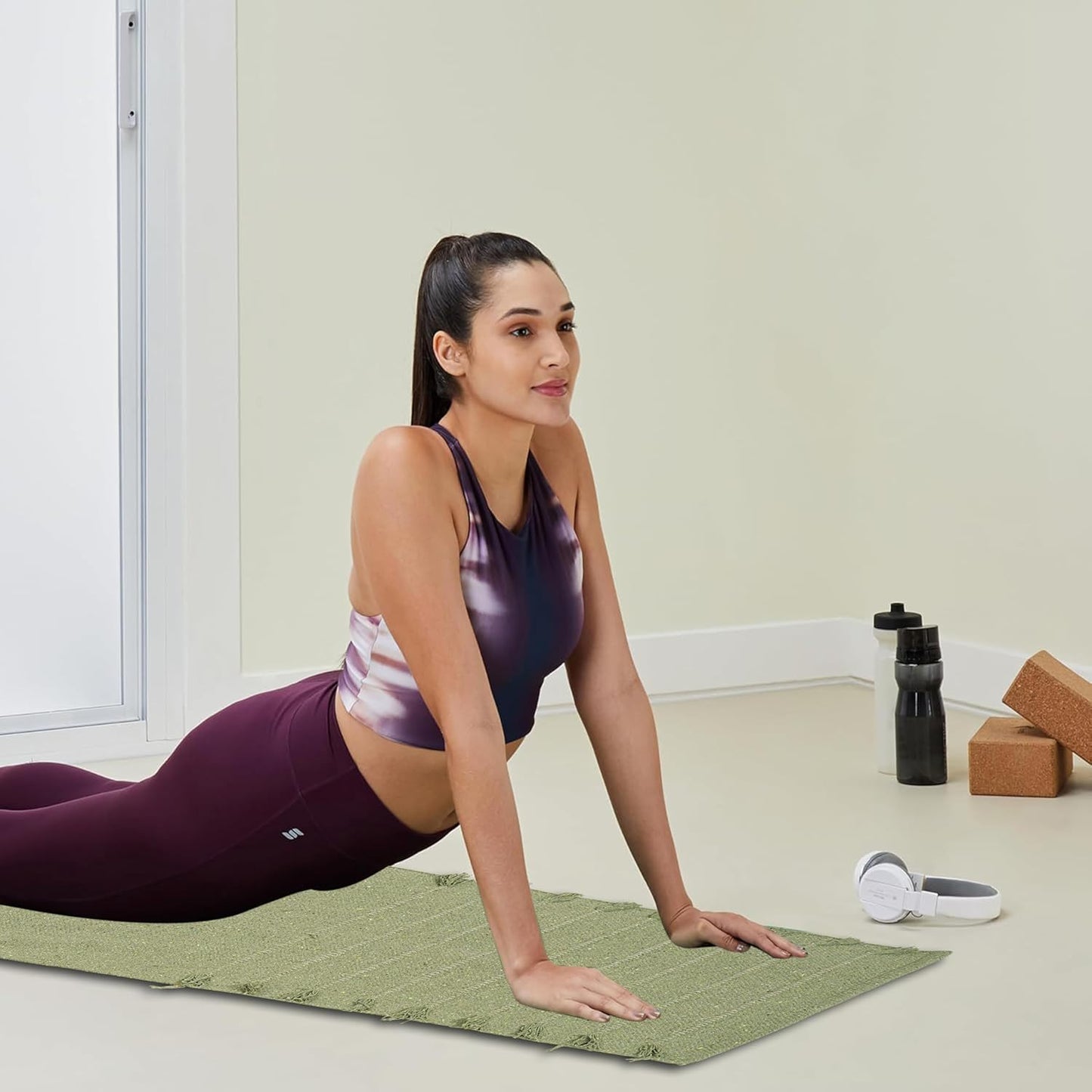 Indian Handmade 100% Organic Cotton Yoga Mat, Hand Woven Rug, Yoga Mat For Everyday Fitness at Home Comfortable Foldable Long Mat