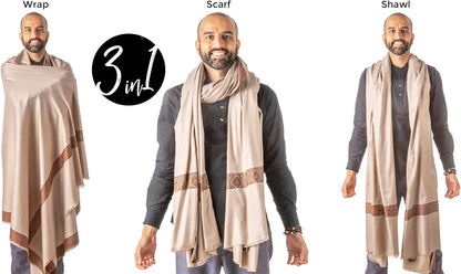 Soft Premium Wool Blend Meditation Shawl - Large Unisex Prayer Wrap, Oversize Scarf & Versatile Blanket