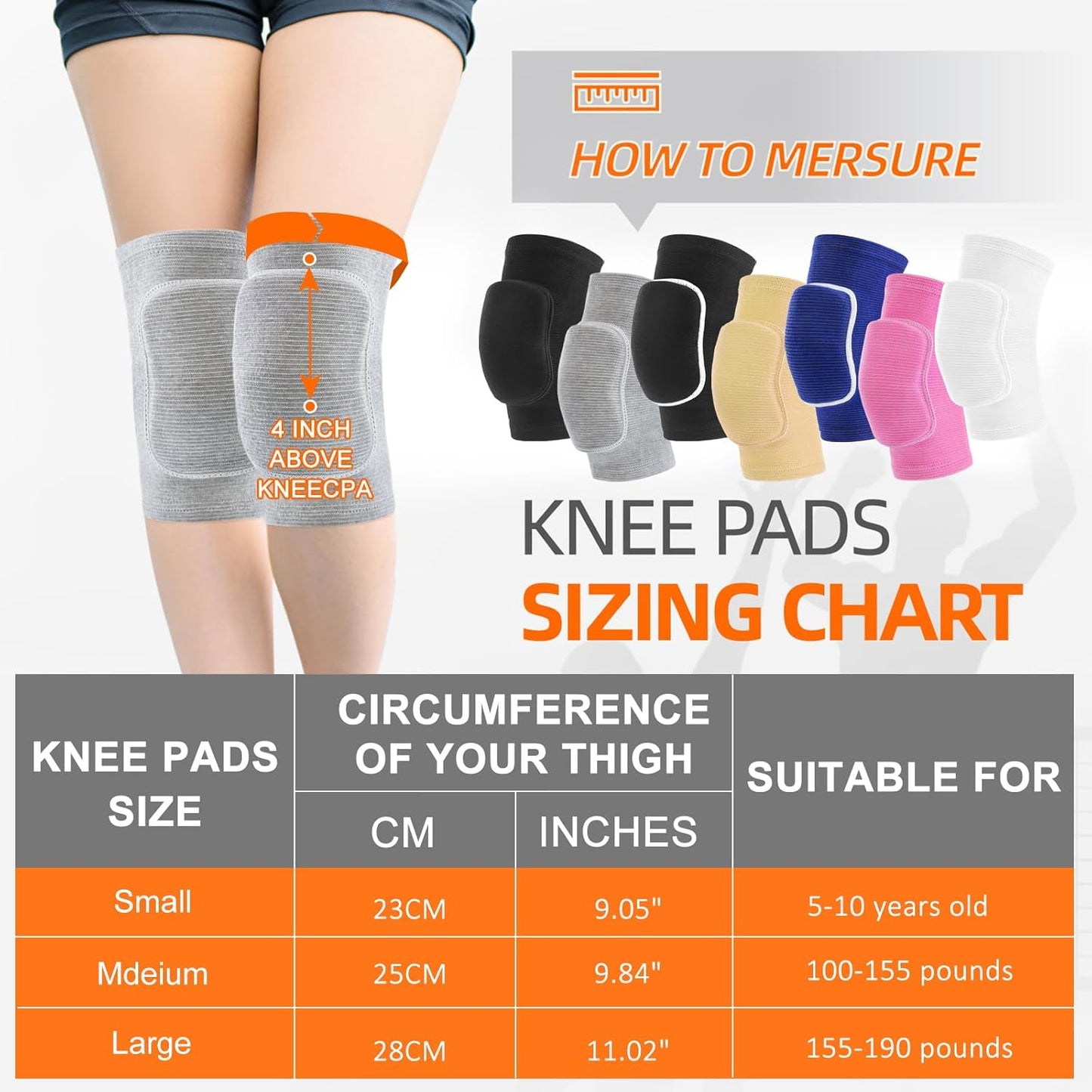 HISFFOG Volleyball Knee Pads for Dancers, Soft Breathable Knee Pads for Men Women Younth Girls Kids Knees Protective, Knee Braces for Volleyball Football Dance Yoga Wrestling Running Cycling