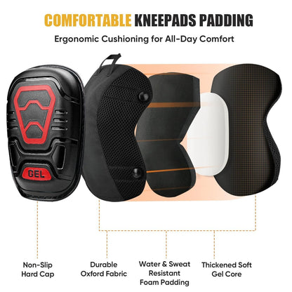 TICONN Gel Knee Pads for Work, Professional Heavy Duty Work Knee Pads for Men with Soft Foam and Gel Cushion for Men Construction, Garden, Flooring (Black/Grey)
