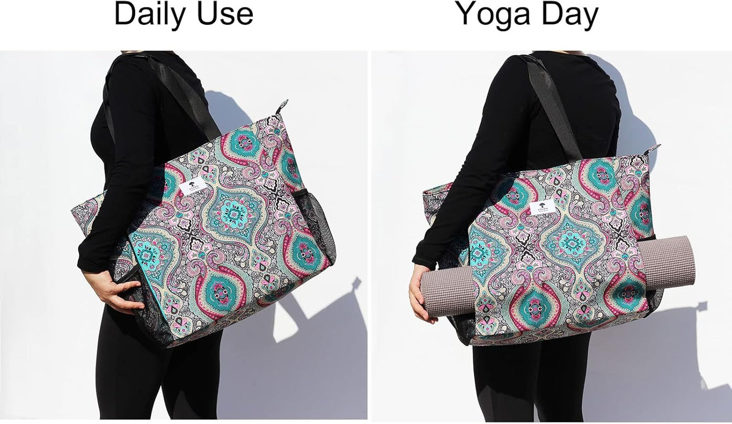ESVAN Yoga Mat Bag Yoga Tote Carrier Shoulder Bag Carryall Tote for Office,Yoga,Pilates,Travel,Beach and Gym