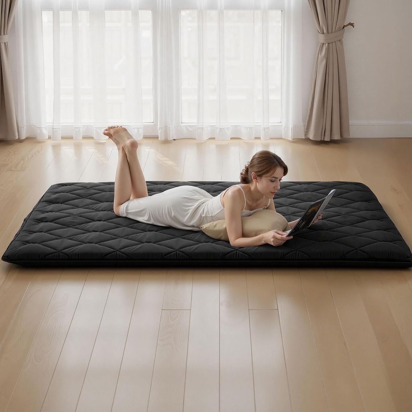VEVOR Japanese Floor Mattress, Futon Mattress, 100% High Density Comfortable Foam, Foldable Tatami Mat with Storage Bag, Sleeping Pad for Camping Dormitory Yoga