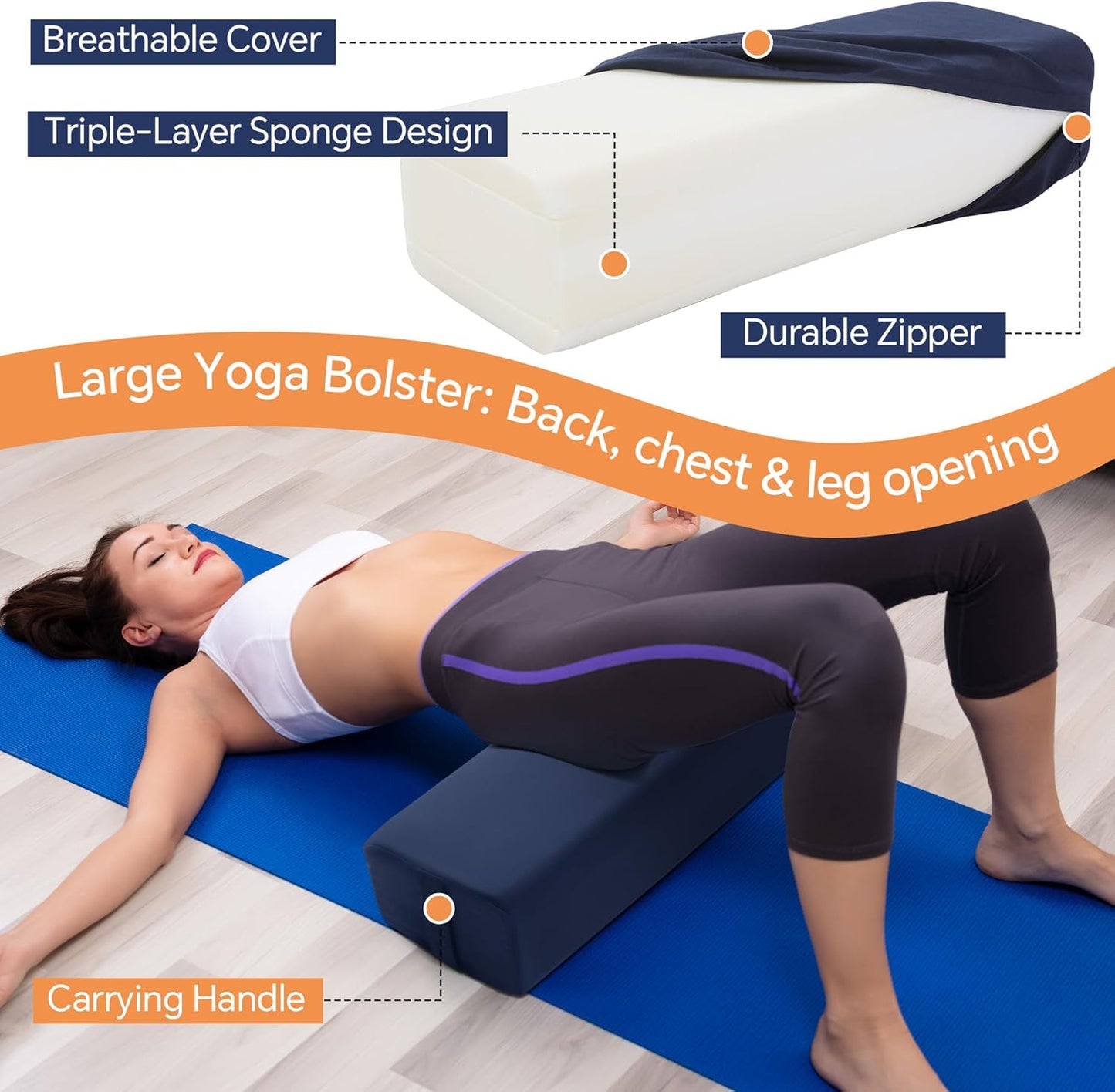 MABOZOO 2-Piece Yoga Bolster Pillow