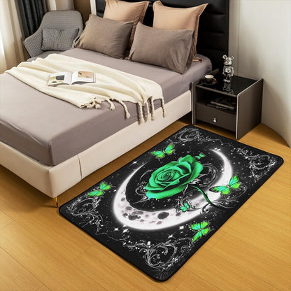 Feelyou Floral Rose Indoor Floor Mat Set,Romantic Blue Rose Rugs for Living Room Bedroom Area Rug 3x5,Boys Girls,Botanical Flower Rose Accent Rug Doormats Floor Mat for All Season