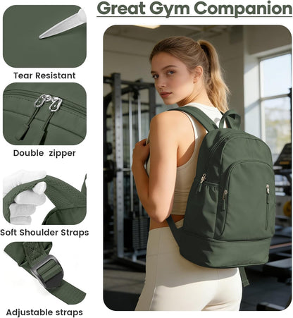 Gym Backpack for Women Men, Dance Backpacks With Shoe Compartment, Sports Back pack For Yoga Fitness Beach Hiking Sports(Green)
