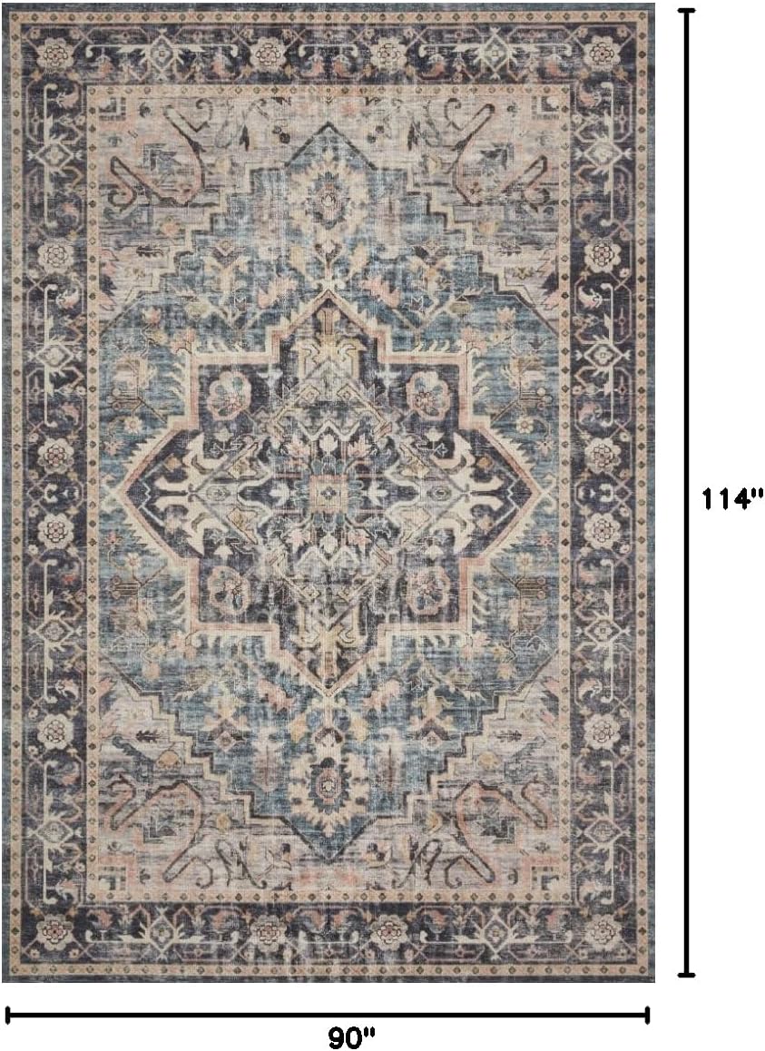 Loloi Hathaway Collection HTH-06 Blush/Multi 2'-6" x 7'-6", .25" Thick, Runner Rug, Soft, Durable, Printed, Modern, Low Pile, Non-Shedding, Easy Clean, Living Room Rug