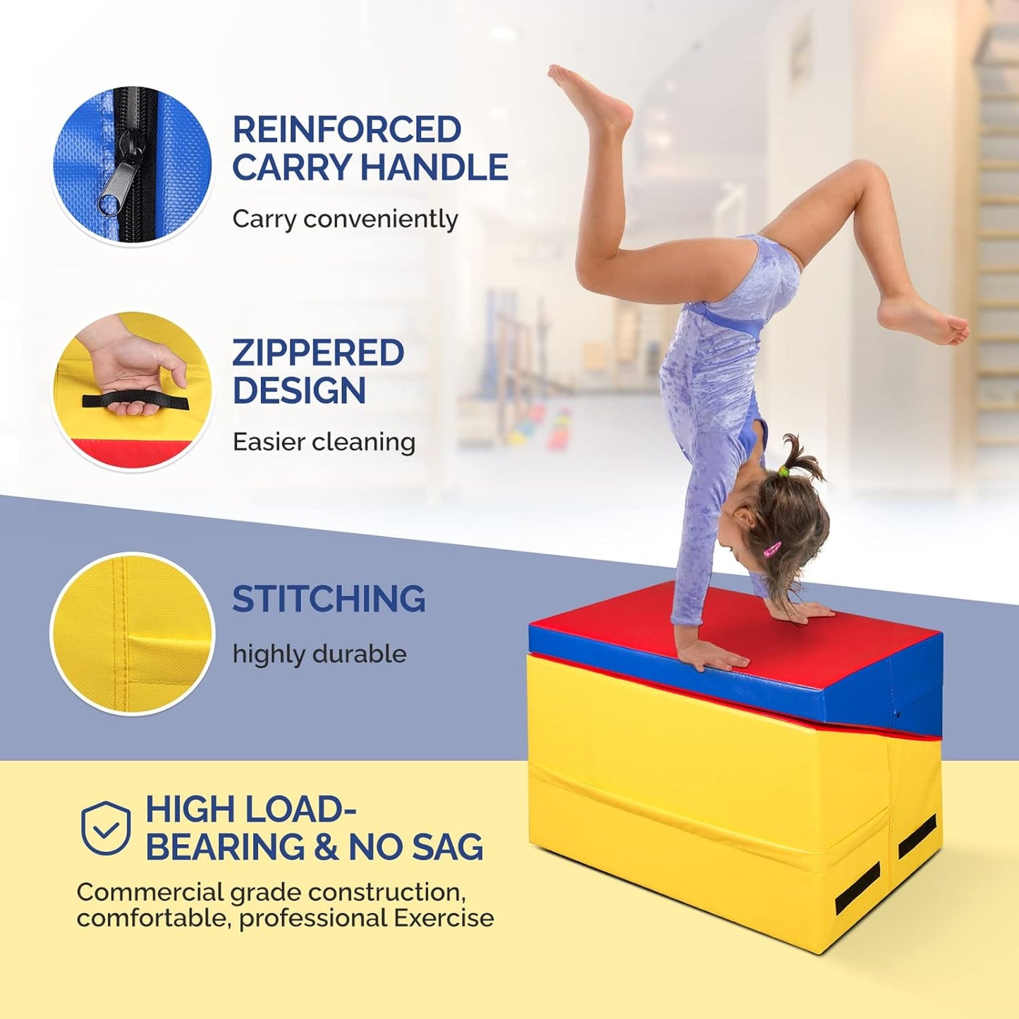 Matladin Incline Gymnastics Wedge Mat, Folding Gymnastics Mat for Kids Girls Home Training Exercise