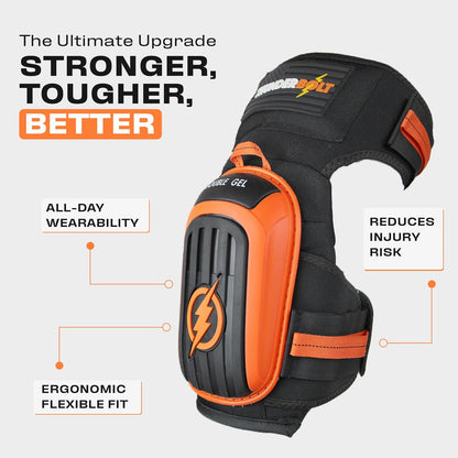 Thunderbolt Knee Pads for Men Construction Knee Pads for Work for Men and Women with Double Gel for Gardening Flooring Roofing Heavy Duty with Extra Thick Foam and Strong Adjustable Non-Slip Straps