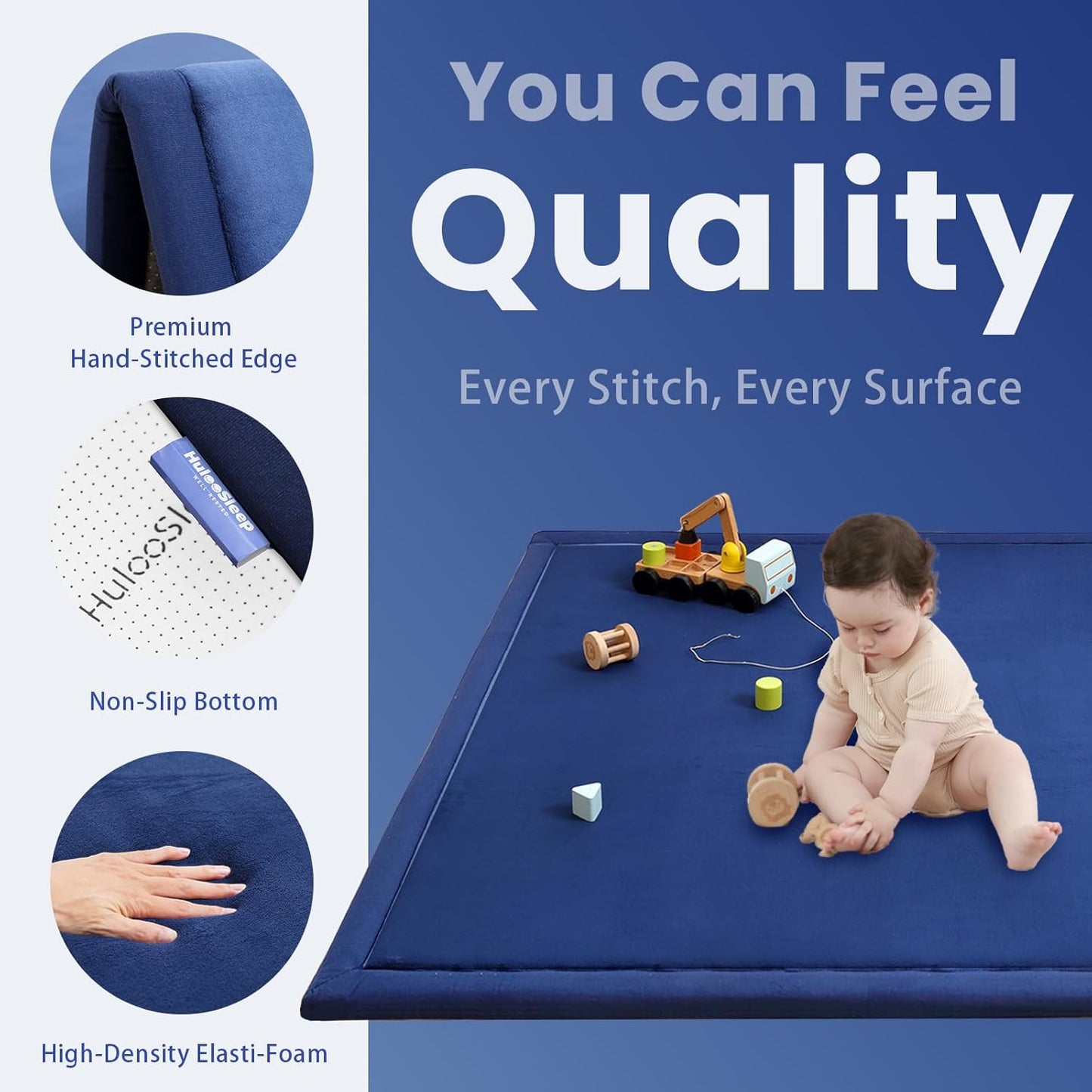 Baby Play Mat for Floor,1.3" Thick Memory Foam Tummy Time Mat,Soft Coral Velvet Nursery Rug,Large Non Slip for Crawling,Toddlers,Infants,Kids,Yoga & Tatami Style for Living Room(Dark Gray)