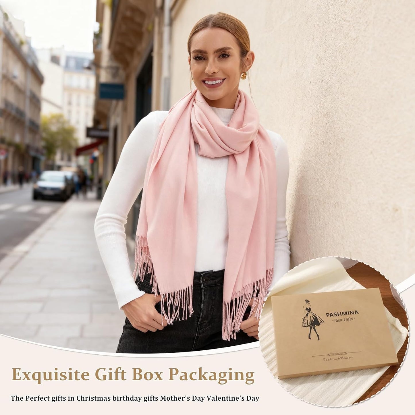 Pashmina Scarf and Shawl - Soft Women Pashminas Wrap for Wedding Evening Party dresses