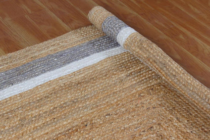 Heavy Material Hand Braided Jute 3x5 Natural Jute Beige Multi Geometric Design Hand Woven Rug Flatweave Area Carpet Indoor Outdoor Rugs for Kitchen Garden Yoga Mat - Colors A