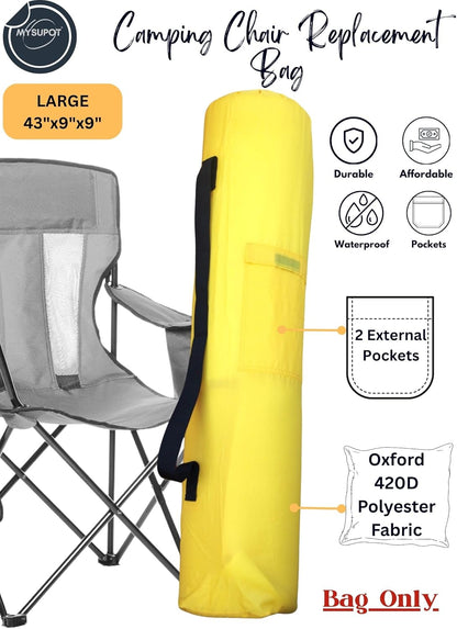 Replacement Bag for Folding Camping Chair, Portable Camp Chair, Hammock, Yoga Mat, Umbrella, Tents, Tripods, Fishing Poles - 420D Oxford Polyester Fabric