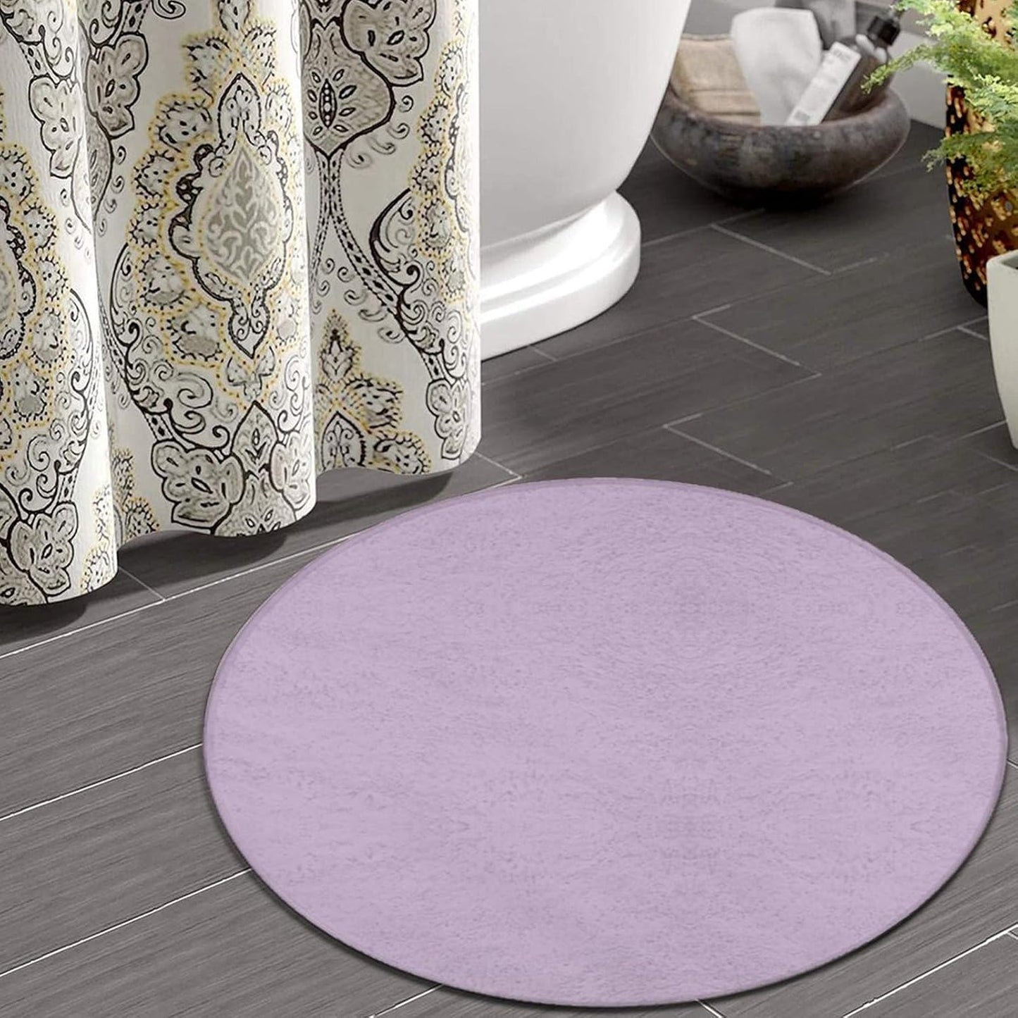 Women's Large Home Decor Mat, Soft Round Yoga Carpet, Non Slip Machine Washable Home Office Circle Rug Purple