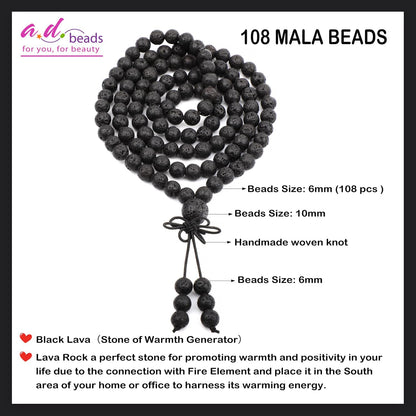 AD Beads 6mm 8mm 108 Prayer Mala Jasper Elastic Bracelet - Handmade Yoga Meditation Healing Power Energy Gifts for Unisex Adult.